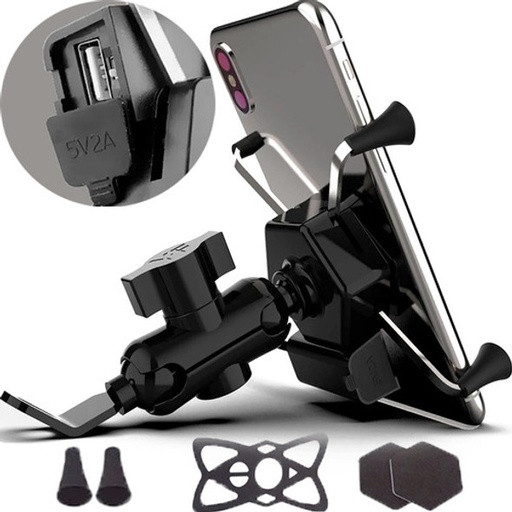 SUPORTE CELULAR MOTO COM CARREGADOR + CABO 90CM