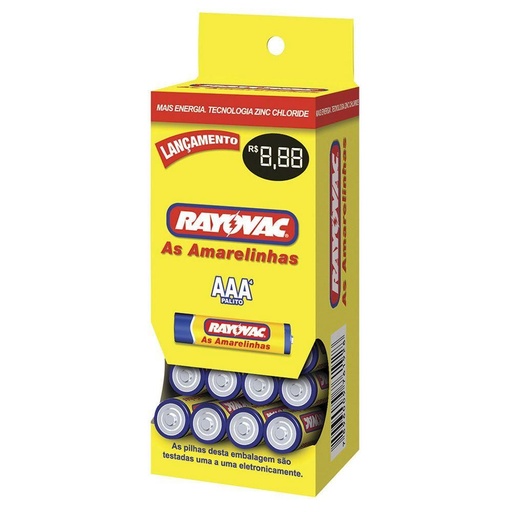 Pilha Rayovac as Amarelinhas Aaa Palito Tubo Com 40 1,5v